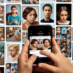 **

Prompt: Person scrolling through social media on phone, looking unhappy, surrounded by idealized images of perfect lives. Focus on feelings of inadequacy and social comparison.

**