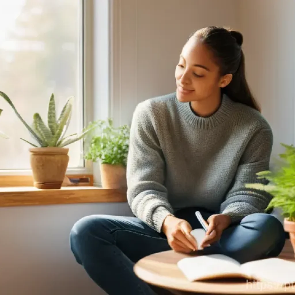 마약중독 후유증 - **Prompt:** A serene and hopeful individual, appearing to be in their late 20s to early 40s, sitting...