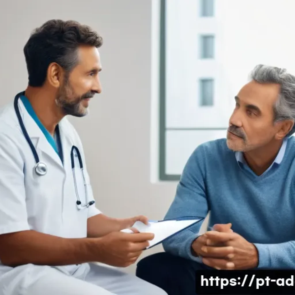 도박 중독 치료 약물 - A calm, professional clinical setting showing a middle-aged Brazilian man sitting comfortably on a c...